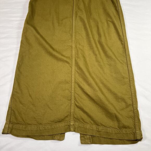 Etica Luisa Dress Size S Olive Green Denim Midi Button Front Straps NO TIE BELT - Picture 13 of 13